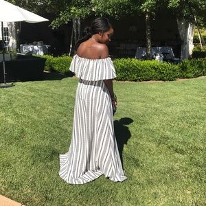 White/Black off the shoulder romper